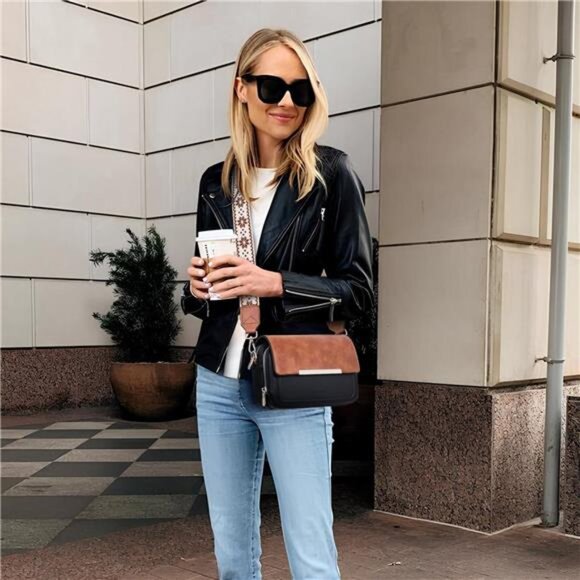 Crossbody Bags Vegan Leather, Shoulder Handbags Black Brown - Picture 6 of 6